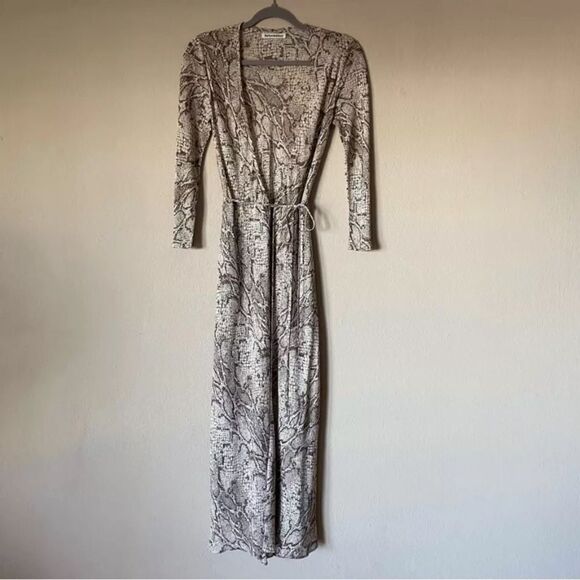 Reformation Jaz Tan Midi Dress Python Wrap Snake Size S - Picture 8 of 13